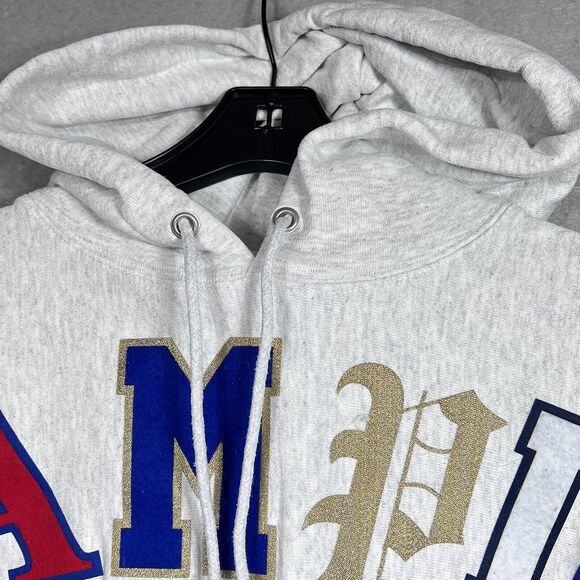 Champion Sweatshirt Size Mens Medium Reverse Weave Hoodie Textured Logo Letters - Picture 3 of 10